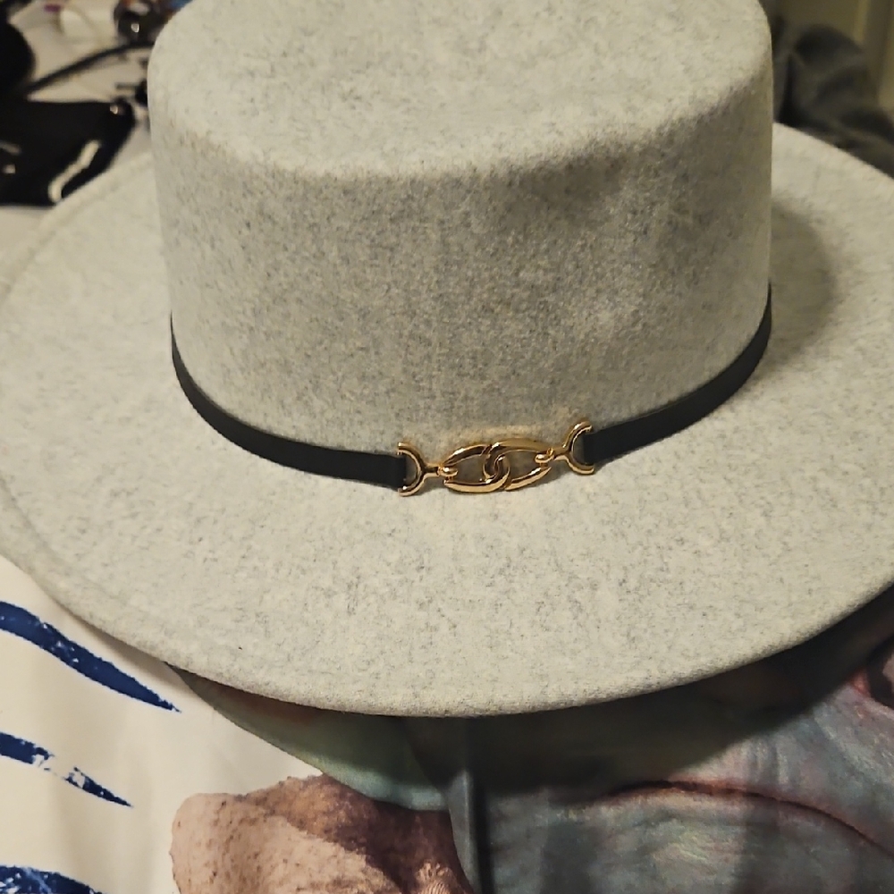 Stylish Gray Hat with Gold Accent